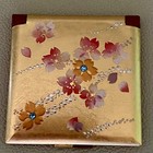 New Hakuichi Japan Compact Mirror Makeup Womens Gold Leaf Enamel   Crystals