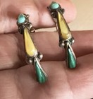 Gasper Sterling Silver Half Hoop Earrings Native American Navajo Multiple Stone