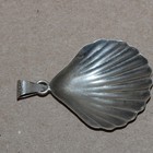 Vintage Taxco Large Sterling Silver Scallop Seashell Sea Shell Clamshell Pendant