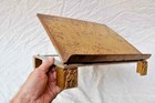   Nice Older Brass Missal Stand   Adjustable Book Rest   Hammered Finish  cu529 