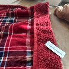 Red Plaid Dog Sleep Sack Plush Fleece Sherpa Lined Pet Blanket Bed