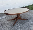 Antique Mersman Duncan Phyfe Oval Coffee Table 7376 Glass Top Regency Federal