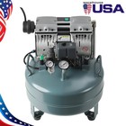 Ultra Quiet 50db Oil-free Air Compressor For Dental Use 24l Tank 120v Dual Gauge