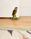 Vintage Cast Iron Multi Color Parrot Doorstop   Bookend Tropical Decor