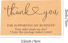 200pcs Brown Thank You For Supporting My Business Cards 2 X 3 5 Inches   9 X    