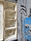 Set Of 4 Vintage Snack Sip   Smoke Federal Glass Trays And Cups In Box Complete