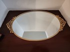 Vintage Matson Ormolu Gold Mirror Boudoir Vanity Perfume Tray Rose Oval