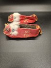 Pair Of Red Silk  Vintage Chinese Childs Shoes  Early 1900s Hand Made Antique