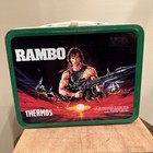 Vintage Rambo 1985 Thermos Lunch Box Metal  Pail With Thermos Cup Complete