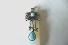 Native American Indian Silver Turquoise Transparent Stone  Navajo  Pendant