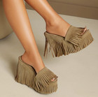 Retro Fringe Slippers Women s Summer Outdoor High Wedge Heels Fashion Sandals
