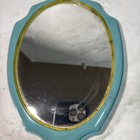 Vintage Celluloid  Bakelite Not Sure  Teal Hand Mirror 14 