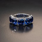 5 50 Ct Cushion Natural Sapphire Diamond Engagement Ring 14k White Gold Size 7