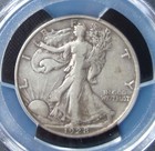 1928-s Walking Liberty Silver Half Dollar - Pcgs Vf 25 - Gold Shield