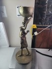 Vintage Brass African Woman Figural Statue Bowl Candle Holder 21 5    Tribal Art