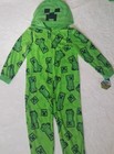 Minecraft Creeper Boys Hooded Union Suit Pajamas Size Small S 6 7