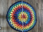Floor Rug Rainbow Crochet Handmade Up-cycle T-shirts  Washable Floor Mat 3ftx3ft