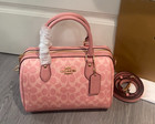 Coach  Roan Satchel Bag Signature Canvas Powder Pink Cv961 Outlet New