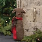 New Primitive Reindeer Cloth Stiffened North Pole Christmas 12 tx3 5 wx1 5 d