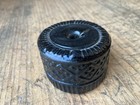 Open Pontil 3 Mold Keene Diamond Geometric Inkwell  Olive Green