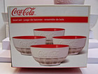 4 New In Box Coca-cola Gibson Red   White Ceramic Bowls