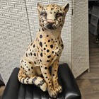 Vintage Cheetah Mid Century Era Style Ronzan Italian Hand-painted  Sculpture