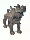 Vintage Antique Tibetan Cast Bronze Snow Lion Sengge Statue Wood Incense Pixiu