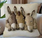 Throw Pillow Cover- Cute Three Sleeping Donkeys Design  Single-sided Print Beige