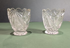 Rare 2  Richards   Hartley  rex  Pattern Uranium Flint Glass Toothpick Holders