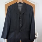 Hart Schaffner Marx Suit Boys 20 Black Pinstripe 3 Button Pants 34x29 Wool Pleat
