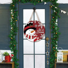 Winter Snowman Door Hanger  12x12 Inch Christmas Decoration