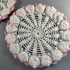 Set Of 2 Vintage Crocheted Round Ruffled Pink And White Doilies 1960   s