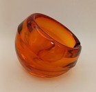 Vintage Viking Glass Ashtray Persimmon Orb Mid-century Modern