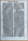 Decorative Rubricated Incunable Leaf Paratus Sermones Koberger  d  - 1496