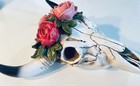 Western Floral Skull Wall Art Decor Red Pink Roses Bull Boho Resin 8   