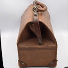 Antique Pre 1930s Brown Leather Doctor   s Bag - 16  Long Genuine Cowhide Leather