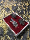 Vintage 1920s Taxco Silmex Sterling Silver Tie Bar Clip And Cuff Links Mayan