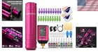 Professional Pink Wireless Tattoo Machine Kit - 79pcs With Led Display   Needles