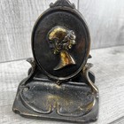 1926 Pair Cameo Girl Woman Bookends Cast Iron Copper Gilt Art Nouveau Vintage