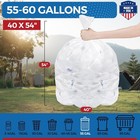 55-60 Gallon Clear Trash Bags Extra Large Garbage Rubbish Bags 150bags 38 X 58 