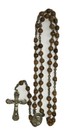 Chapel Sterling Silver Vintage Rosary Long Prayer Necklace Brown Wood Beads