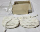 Vintage White Baby Booties Knit   Crochet Dolls Or Display Gift Card   Box