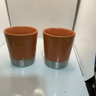 Reese   s Set Of 2 Orange Coffee Mugs Silver Tone Base Jaxxi Hershey   s Vintage