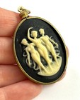Vintage Cameo Pendant Three Graces Cameo Bezel Set Black Cameo Jewelry For Women