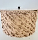 Vintage Pink Floral Sewing Basket With Metal Knob Harvey Barrington Ill