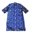 Vintage Asian Silk Brocade Mid-calf Blue Kimono