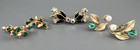 Vintage Rhinestone Earrings Lot Of 3 Flower Spray Branch Leaf 1 Signed Krementz