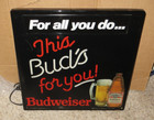 Vintage Budweiser Beer This Bud s For You Lighted Sign-ale-bar-for All You Do