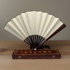 Vintage Chinese Hand Fan Handcrafted Wood Paper Calligraphy Presentation Box 13 