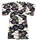 Kimono Yukata M Navy White Floral Print Cotton New
